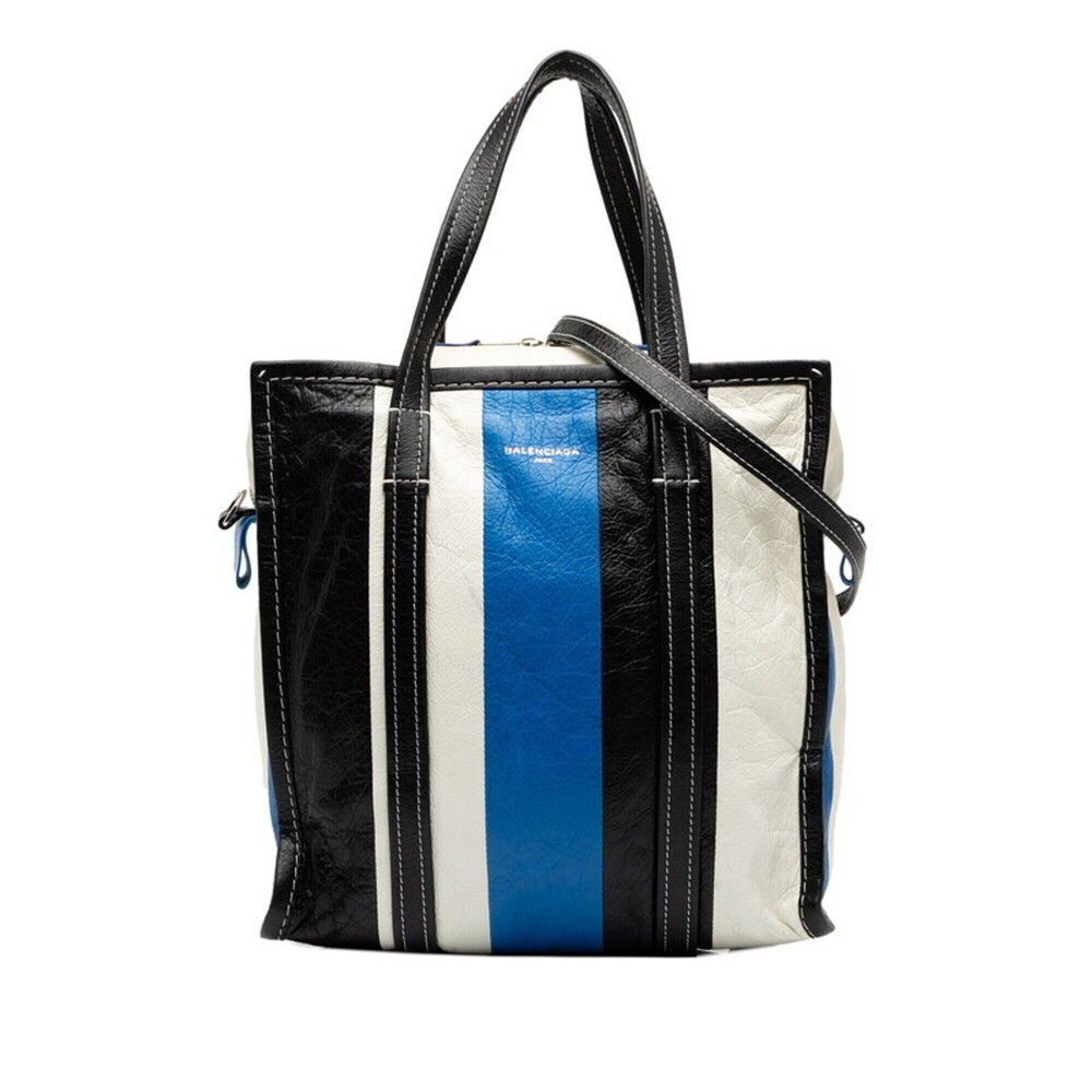 Balenciaga Bazaar Shopper S Tricolor Handbag Shoulder Bag 2WAY 443096 Black W...